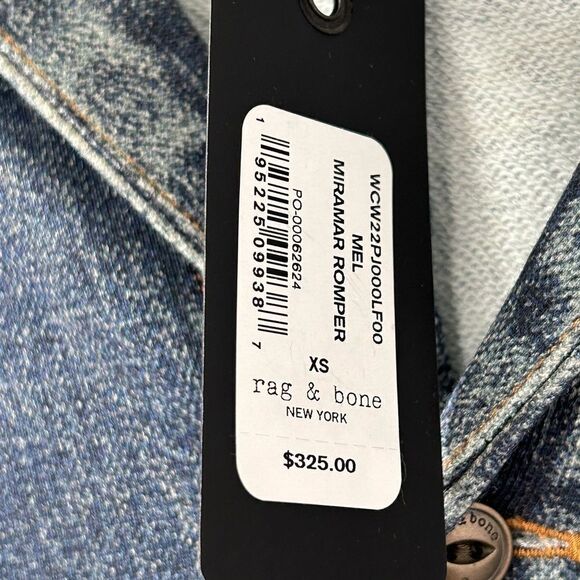 Rag & Bone Miramar Denim Cotton Romper Blue Women’s Size XS - Picture 6 of 14